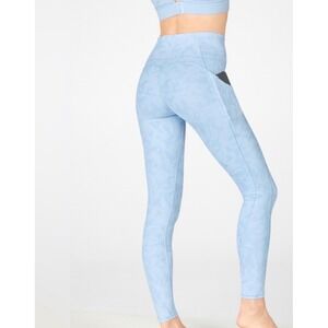 Fabletics Women's Sky Blue Floral Print Powerhold Leggings with Pockets size XL